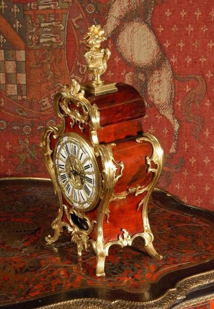 fig 3. ***** SOLD ***** Antique French Red Tortoiseshell Veneer and Ormolu Table Clock by Vincenti